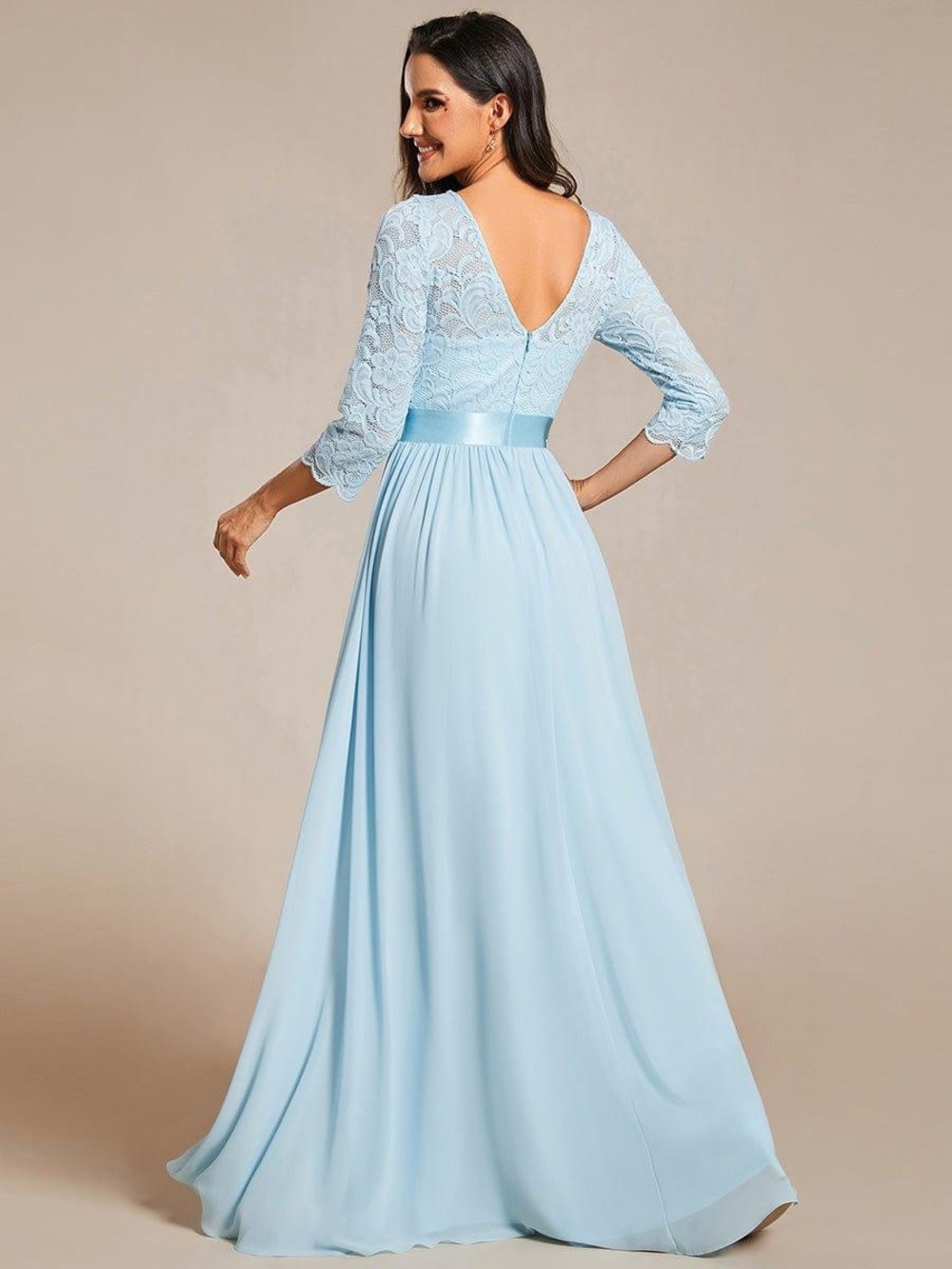 Ever Pretty Sky Blue Lace Bodice Maxi Dress